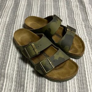 Camo Birkenstocks. Worn once.